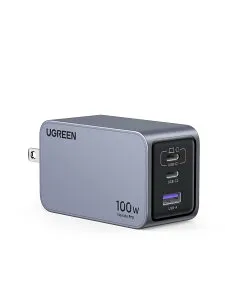 UGREEN Nexode Pro 充電器 100W 3ポート 小型で軽量 【新生代GaNInfinity?チップ＋UGREEN独自Airpyra技術】PD急速充電器 USB-C*2とUSB-A*1 PD3.0/QC4+対応 折畳み式プラグ ノートPC/iPad/iPhone16/Galaxy S24/Pixel8/XPeria5以