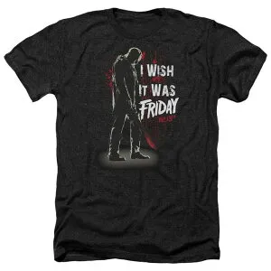 アニメキャラクター メンズ トップス Tシャツ Licensed Character Friday The 13th I Wish It Was Friday Adult Heather T-shirt Black ブラック