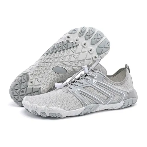 RUFONE Hike Barefoot Shoes レディース メンズ 通気性&滑り止め アスレチックシューズ 幅広つま先 ウォーターシューズ、ウォーキング、ランニング、水泳用にデザイン, K16_グレー, 8 Women/6 Men
