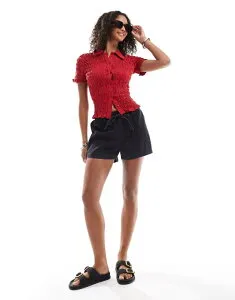 エイソス レディース ボトムス ハーフパンツ・ショーツ パンツ スウェットパンツ ショートパンツ デニム ASOS DESIGN denim sweatpants fabric shorts in washed WASHED BLACK ブラック