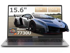 ACEMAGIC ノートパソコン Ryzen 7 7730U ノートPC 最大4.5GHz 8C/16T 16GB+512GBPCIe3.0 SSD 1080PフルHD AMD Laptop Win11 Pro/Webカメラ/WiFi6/BT5.2/Type-C/USB3.2×3/HDMI2.0/静音/高速熱放 NoteBook PC-2025新型