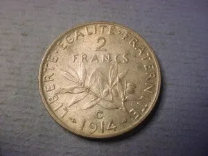 フランス 2 フラン 1914-C カステルサラシン ミント #89375