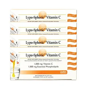 【送料無料】リポソーム ビタミンC 30包 1,000mg リポスフェリック ビタミンC 飲む点滴 サプリ LivOn Labs リポスフェリック ビタミンC Lypo-Spheric 高吸収 ゲル 美容サプリ 健康 個包装 [並行輸入品]