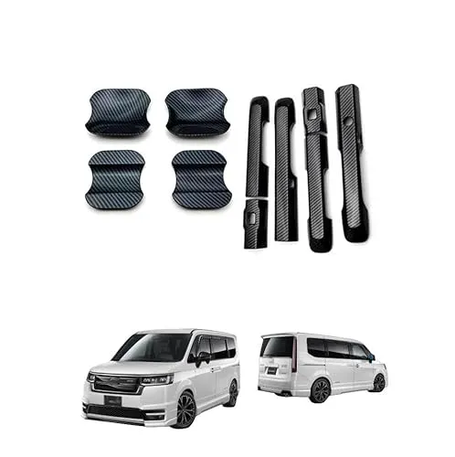 【Super Car Shop】「新型 ホンダ ステップワゴン スパーダ（For e:HEV SPADA）RP6/RP7/RP8」アウター ドアハンドル カバー 保護 爪キズ防止 カバー ドアノブ ガーニッシュ (カーボン柄,セット)