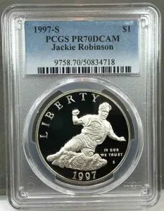 1997-S 1ドル ジャッキー・ロビンソン記念プルーフ銀貨 PCGS PR70 DCAM