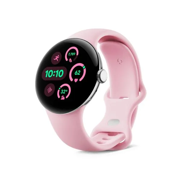 Google Pixel Watch 3 Wi-Fiモデル 41mm GA05756-US [Polished Silver アルミケース/Rose Quartz アクティブ バンド][ラッピング可]