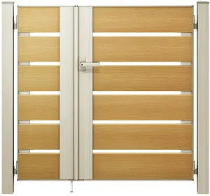 【送料無料】YKKAP ルシアス門扉YS4型 親子開き 門柱仕様 04・08-12 内開き仕様 UME-V-YS4『木調 ゲート 部材 ガーデン 住宅 境界 入口 塀 壁 diy おしゃれ 形材 門扉』 複合カラー