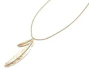 【送料無料】ジュエリー・アクセサリー ジャンプネックレスダブルフェザーエスニックフェザーリリーフゴールドローズメタルcl1097e * sautoir collier pendentif double plume ethnique relief metal or rose