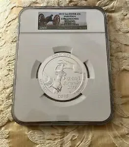 2015 サラトガ 5オンスシルバー ラウンド NGC MS69 DPL - 初期リリース - ラージ ホルダー