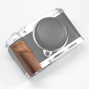 FUJIFILM 富士フイルム X-M5 XM5 カメラ ハンドグリップ L型 クイックリリース プレート レトロ ハンドル 高級 木製 グリップ Arca標準仕様 (クルミ木銀板)