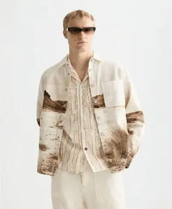 スコッチアンドソーダ メンズ トップス シャツ 長袖 SCOTCH & SODA Men'scenery Long-Sleeve Overshirt Longhorn sepia