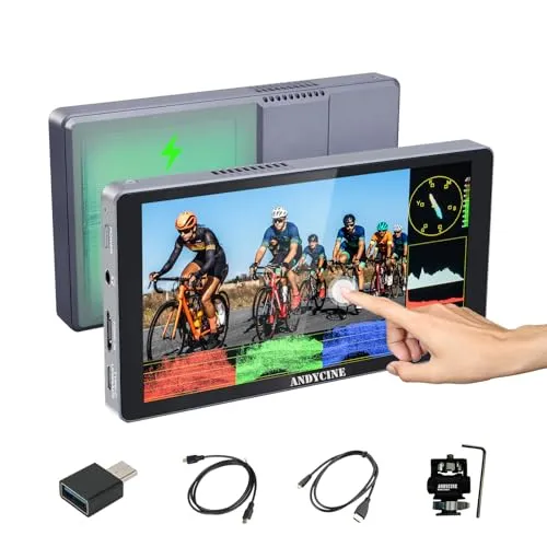 ANDYCINE X5L 6インチ 内蔵バッテリーカメラ フィールドモニター 1920x1080P 解像度 1200 nits 明るさ デジタル一眼レフビデオ HDMI モニター 3000mAhバッテリー内蔵 堅牢なアルミニウムシェルケース付き