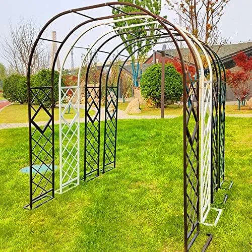 ガーデンアーチトレリス、金属製ウェディングアーチ、ガーデンアーバー、頑丈なバラのアーチアーバー（ベース付き）、様々なつる植物用、耐候性スタンド、屋外ガーデン芝生裏庭用、高さ8.9フィート、1セット，Bronze 300X270X40CM