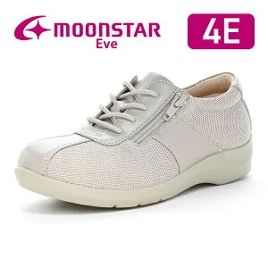 【4/24 20:00-4/27 9:59 10%OFFクーポン】ムーンスター イブ レディース コンフォート シューズ moonstar 幅広 4E ガラス防滑 ファスナー付 抗菌防臭 母の日【2026年春新作2月18日発売】EVE 195TX グレージ