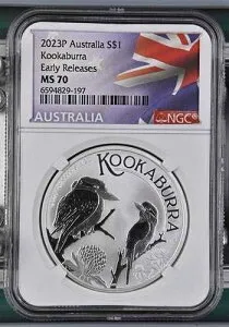 2023P オーストラリア S$1 シルバー クッカバラ、NGC MS 70、早期リリース