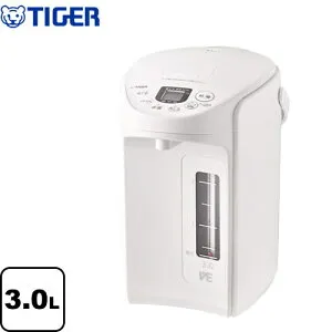 [PIQ-G300-WC] とく子さん タイガー 電気ケトル・ポット VE電気まほうびん 容量：3.0L 定格消費電力：700W たっぷり沸かしてまほうびんで保温「節電VE保温」 クールホワイト 【送料無料】