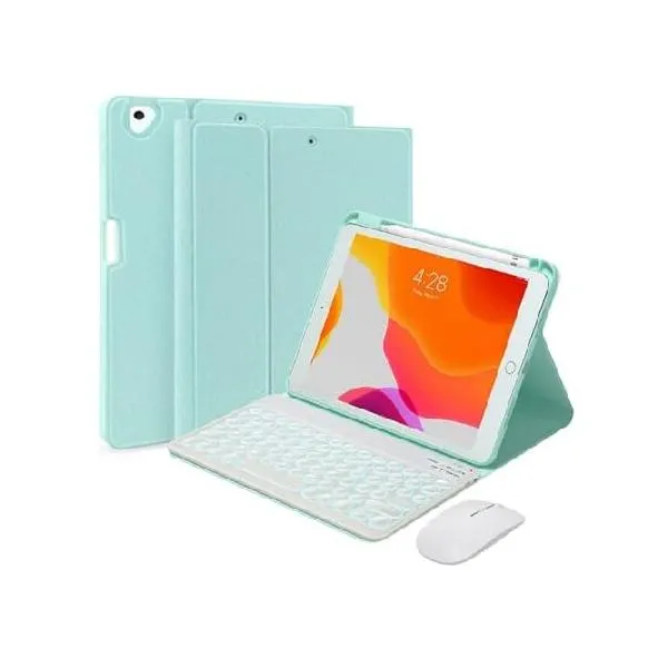 QYiiD Keyboard Case for iPad 9th/8th/7th Generation 2021/2020/2019, 7 Color Backlit Detachable Bluetooth Color Keyboard Smart Folio Cover wit_並行輸入