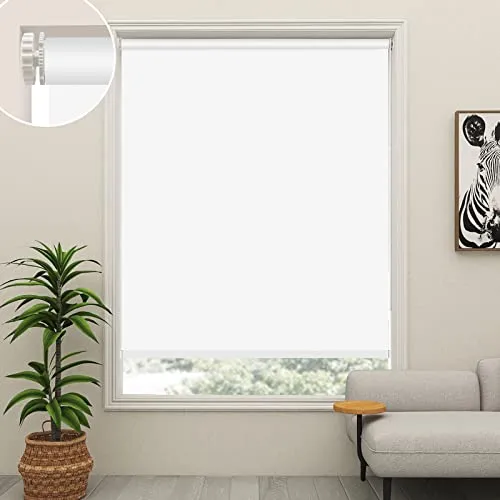 SAIFANSI ロールスクリーン つっぱり式 ロールカーテン １級遮光 1mmサイズオーダー 防水 穴あけ不要 突っ張り式 チェーン式 UVカット 断熱 遮熱 ろーるすくりーん 幅160CM×丈90CM オフホワイト
