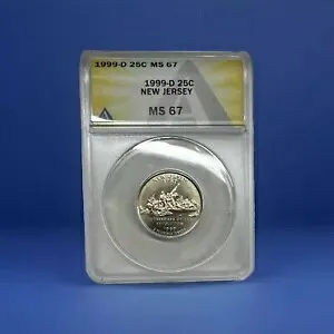1999-D 25c MS67 ニュージャージー州ステートクォーター Anacs Graded 認定