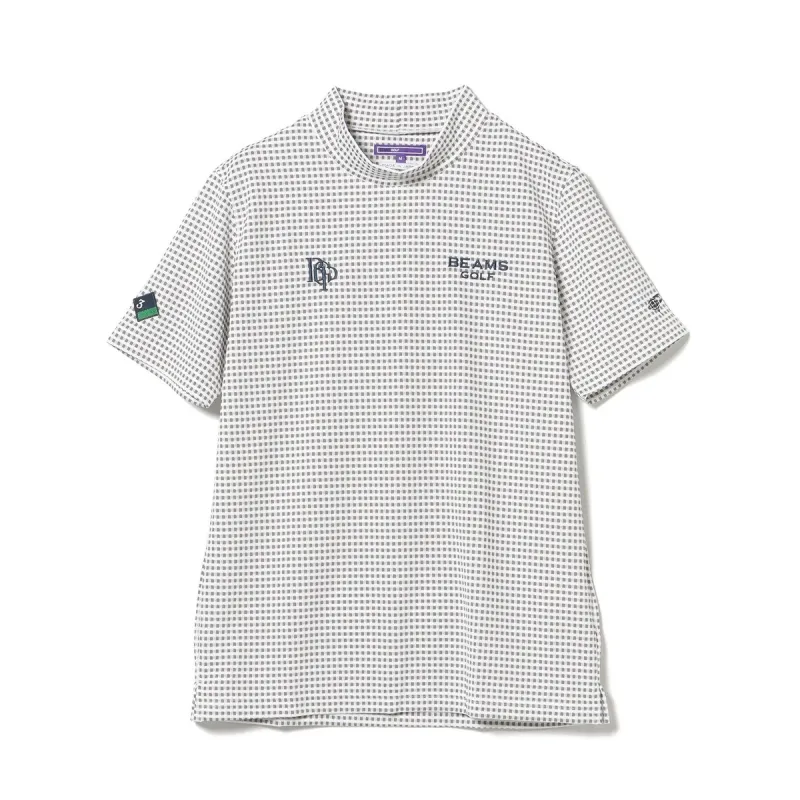 [値下げしました] ビームスゴルフ BEAMS GOLF PURPLE LABEL PURPLE LABEL スフィダンテ ジャカードチェック モックネックシャツ モカ 25 メンズ