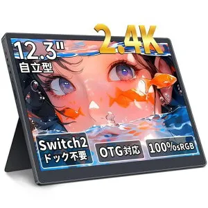 HAILESIモバイルモニター12.3インチ2.4K2400x1600Switch2ドック不要OTG対応モバイルディスプレイ3:2画面比100%sRGB広色域HDR380nitIPSパネル超薄型超軽量自立型