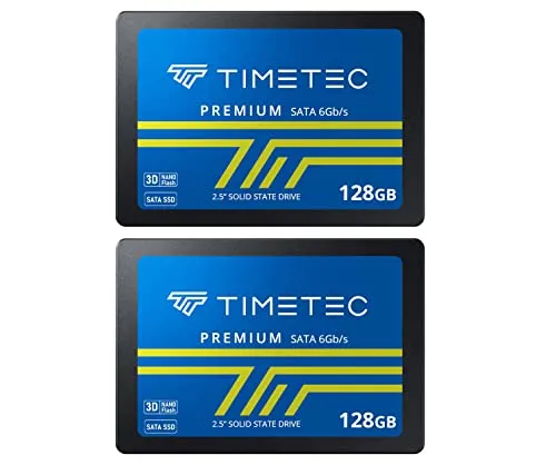 Timetec 128GBx2 (2パック) SSD 3D NAND TLC SATA III 6Gb/s 2.5インチ 7mm (0.28インチ) 100TBW 読み取り速度 最大520MB/秒 SLCキャッシュ パフォーマンス向上 内蔵ソリッドステート