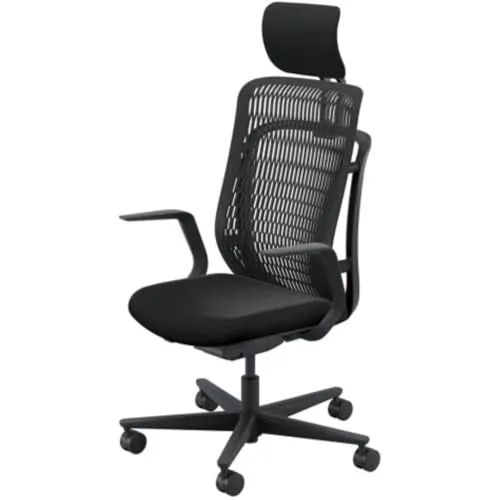 内田洋行(Uchida Yoko) オフィスチェア AJCHAIR2 エージェイチェア2 L型肘 背ブラック ナイロンキャスター グラスグリーン AJ2A-510BK-L PA 5-372-511G