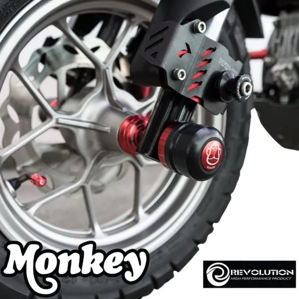 REVOLUTION ホンダ モンキー125 ホイールクラッシュガード 前輪後輪セット / Honda Monkey 125 Wheel Crash Bung Axle Sliders Front and Rear JB02 JB03 JB05