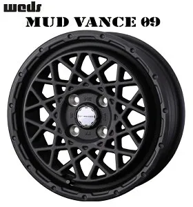 送料無料 4本セット ウェッズ MUDVANCE09 マッドヴァンス ゼロナイン フルマットブラック 14インチ 5J インセット+35 4穴 PCD100 JWL-T プロボックス サクシード ADバン