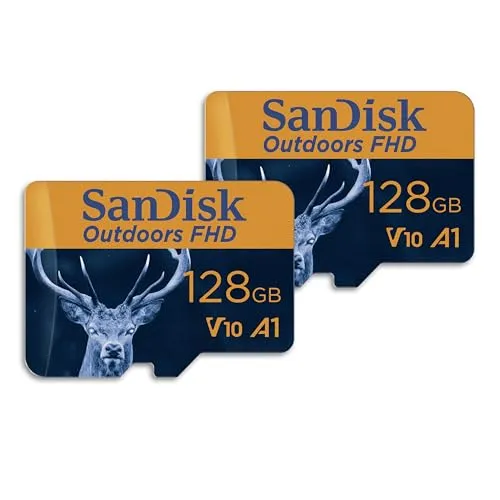 SanDisk (サンディスク) 128GB 2パック アウトドア FHD microSDXC UHS-I メモリーカード (2x128GB) SDアダプター付き - 最大150MB/秒 フルHD C10 U1 V10 A1 トレイルカメラ マイクロSD