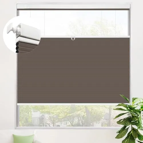SAIFANSI ハニカムシェード つっぱり式 上下開閉 ハニカムスクリーン コードレス オーダーメイド 1級遮光 遮熱 防寒 防音 UVカット 省エネ 取付簡単 プリーツスクリーン ブラウン 幅70×丈150