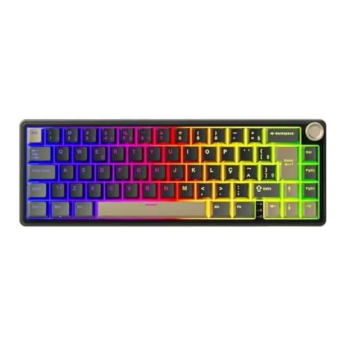 Gasket Wired Hot-Swappable 66 Key 65％RGB RK R65によるブラジルのポルトガルゲーム用バックライトメカニカルキーボード(Brazilian Phantom)
