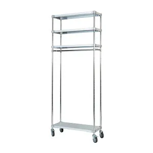 収納棚 35×90cm 4段 H220cm 日本製 キャスター付き 耐熱 耐食 長期耐久性 ガルバリウム鋼板製 ガルバシェルフハンガー 組立式