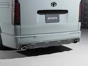 当社塗装品 エセックスハイエース 200系 標準ボディ LEGARE リアバンパー ステップ有 マフラー右出し FRP製 未塗装【個人宅発送不可】
