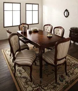 ＜4/24～4/27限定★最大100%ポイントバック＞テイストファニチャー（ダイニングシリーズ） ヨーロピアンクラシックデザイン アンティーク調ダイニング 7点セット(テーブル+チェア6脚) W150