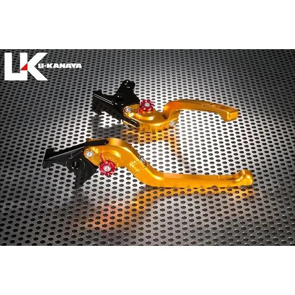 U-KANAYA ユーカナヤ 可倒式Rタイプ アルミビレットレバーセット アジャスターカラー：シルバー / レバーカラー：ゴールド FZR1000 YZF-R7 YAMAHA ヤマハ