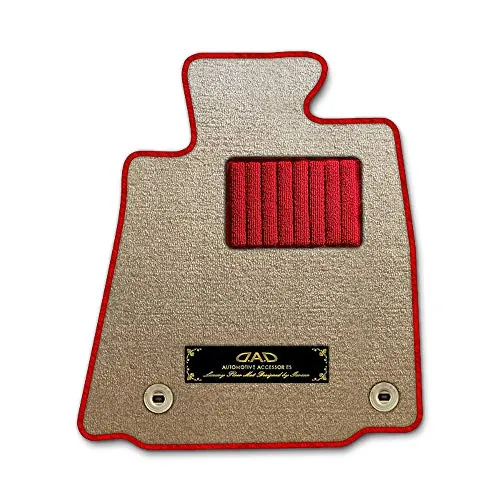 DAD ギャルソン D.A.D エグゼクティブ フロアマット LEXUS(レクサス) LS460 型式 : USF45/46 1台分 GARSON エレガントデザインベージュ/オーバーロック(ふちどり)カラー:レッド/刺繍:ゴールド/ヒールパッドレッド C