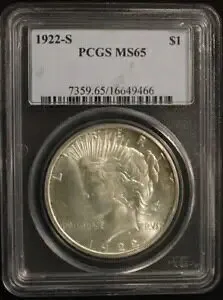 1922 S シルバー ピース ダラー PCGS MS65 希少な宝石