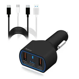 BatPower 120W USB C 車載充電器 ラップトップ カーチャージャー （20V~5V 対応 USB-C Laptop 車の充電器 HP Dell Apple Razer PD USB-C Laptop Notebook Vehicle Car Auto ChargeriPhone 11/X/XR/8、iPad Pro、Galaxy + その他機器