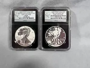 2013 W リバース プルーフ シルバー イーグル NGC PF69 & エンハンスド SP69 2 コイン ウエスト ポイント セット