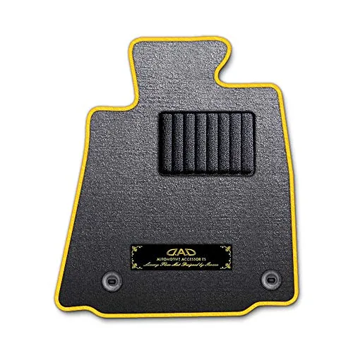 DAD ギャルソン D.A.D エグゼクティブ フロアマット SUZUKI (スズキ) Xbee クロスビー 型式: MN71S 1台分 GARSON エレガントデザイングレー/オーバーロック(ふちどり)カラー : イエロー/刺繍 : ゴールド/ヒールパッ