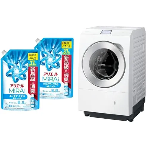 【セット買い】パナソニック ドラム式洗濯乾燥機 左開き NA-LX129EL-W マットホワイト + アリエール MiRAi 超濃縮コンパクト洗剤 詰め替え 1170g×2袋