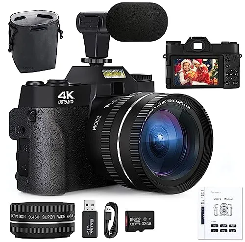 Monitech 4Kデジタルカメラ 撮影用 4Kカメラ Vlogカメラ YouTube用