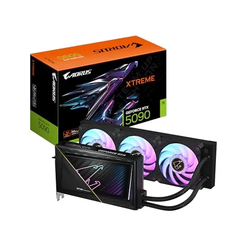 GIGABYTE AORUS GeForce RTX 5090 Xtreme WATERFORCE 32Gグラフィックスカード、WATERFORCEオールインワン冷却システム、32GB 512ビットGDDR7、GV-N5090AORUSX W-32GD ビ