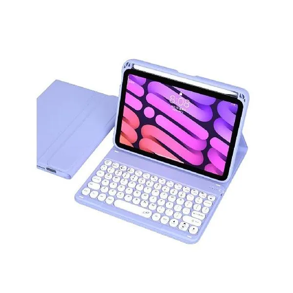 QYiiD Keyboard Case for iPad mini 6 2021, Cute Round Key Color Keyboard Wireless Detachable BT Keyboard Cover 8.3 Inch iPad mini 6th Generati_並行輸入
