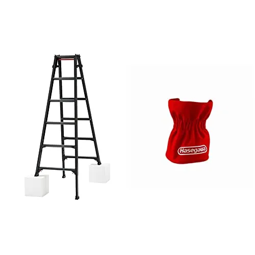 長谷川工業(Hasegawa) BLACK LABEL 伸縮式はしご兼用脚立(ワンタッチバー付) RYZB-18 (1.61~1.92m) (10139) 6段 (1.61~1.92m) & 脚立カバー 4ヶ入 RCK-4(16531)【セット買い】