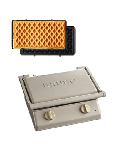 BRUNO ブルーノ グリルサンドメーカー ダブル 本体 プレート3種 (ホットサンド グリル ワッフル) グレージュ Greige ホットサンドメーカー おしゃれ 電気 耳まで焼ける 朝食 パン 食パン タイマー付き プレート取りはずし可 BOE084-