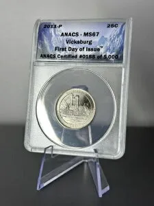 2011 P ヴィックスバーグ クォーター ANACS MS67 発行初日 ATB 25C