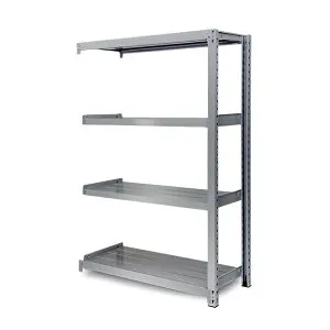 【300kg/段 高耐食めっき鋼板】 中量ボルトレス棚 増連型 高さ1500 x 900 x 600 棚板4枚（有効3段）