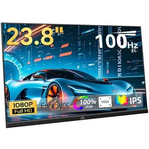 モバイルモニター23.8インチKenowaフルHD1920x1080IPS液晶非光沢自立型ポータブルディスプレイ100Hz大画面ゲーミングモニター100%sRGBFreeSync178°全視野薄型軽量USBType-C